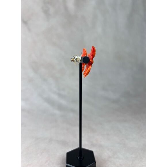 Vintage 1960s Celluloid Flower Earrings Mod MCM Flower Power - Picture 7 of 8